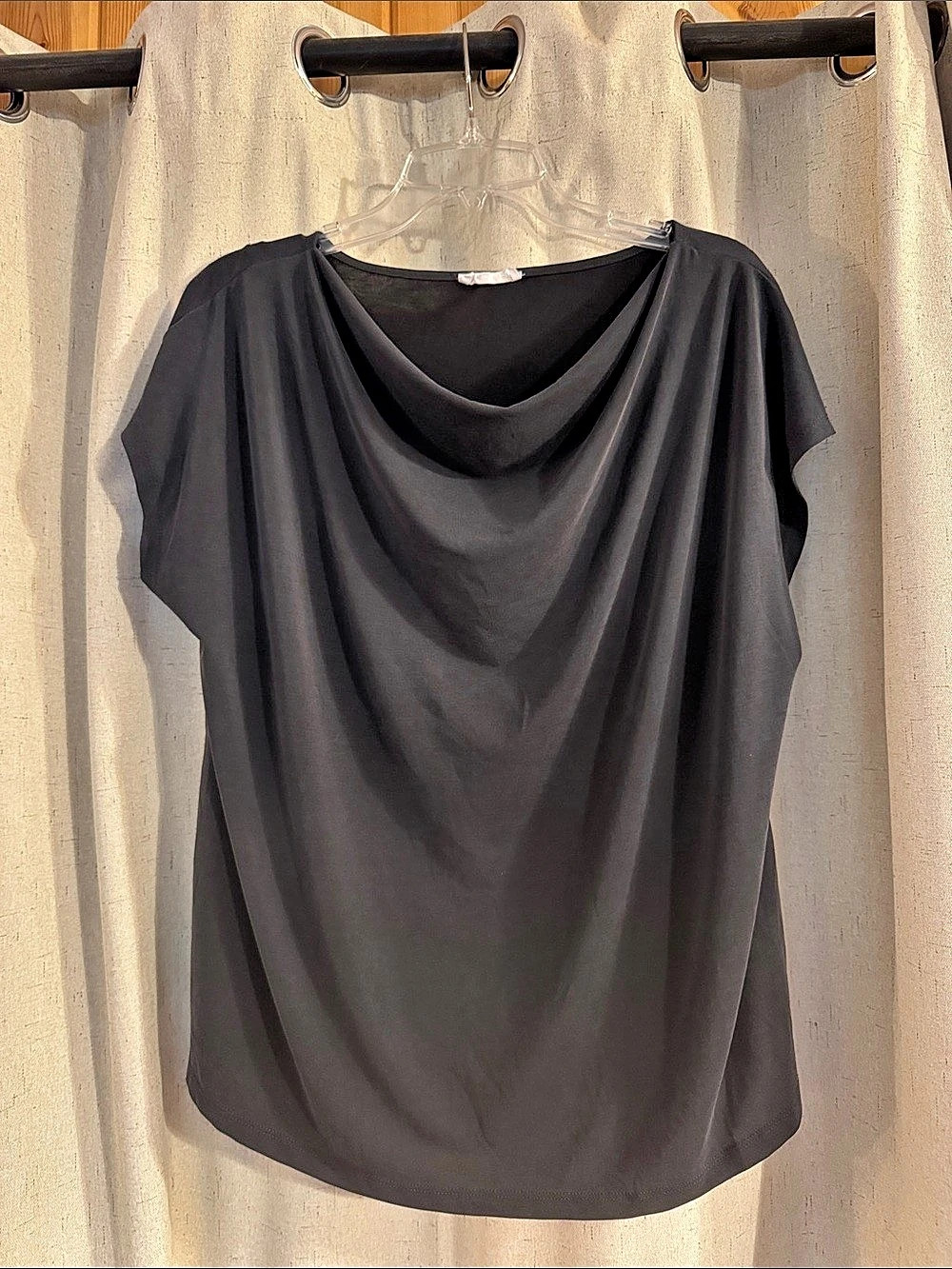maurices Black Draped Neck Short Sleeve Top Size 24/7